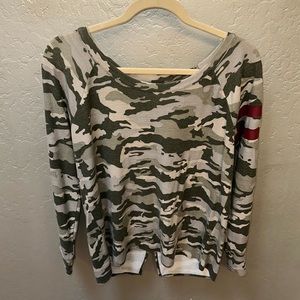 Chaser Womens Split Cross Back Raglan Long sleeve shirt